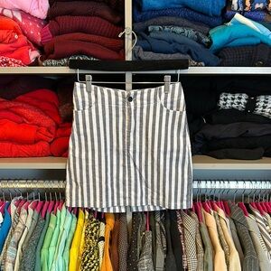 Brandy Melville navy and white striped mini skirt with back slit size XS